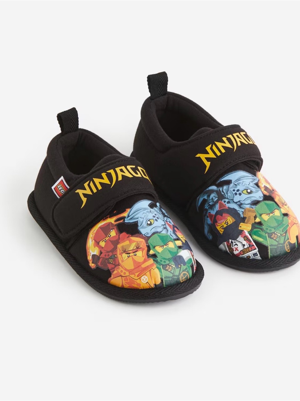 H&M Black Kids' Ninjago Slip-On Slippers with Colorful Character Print